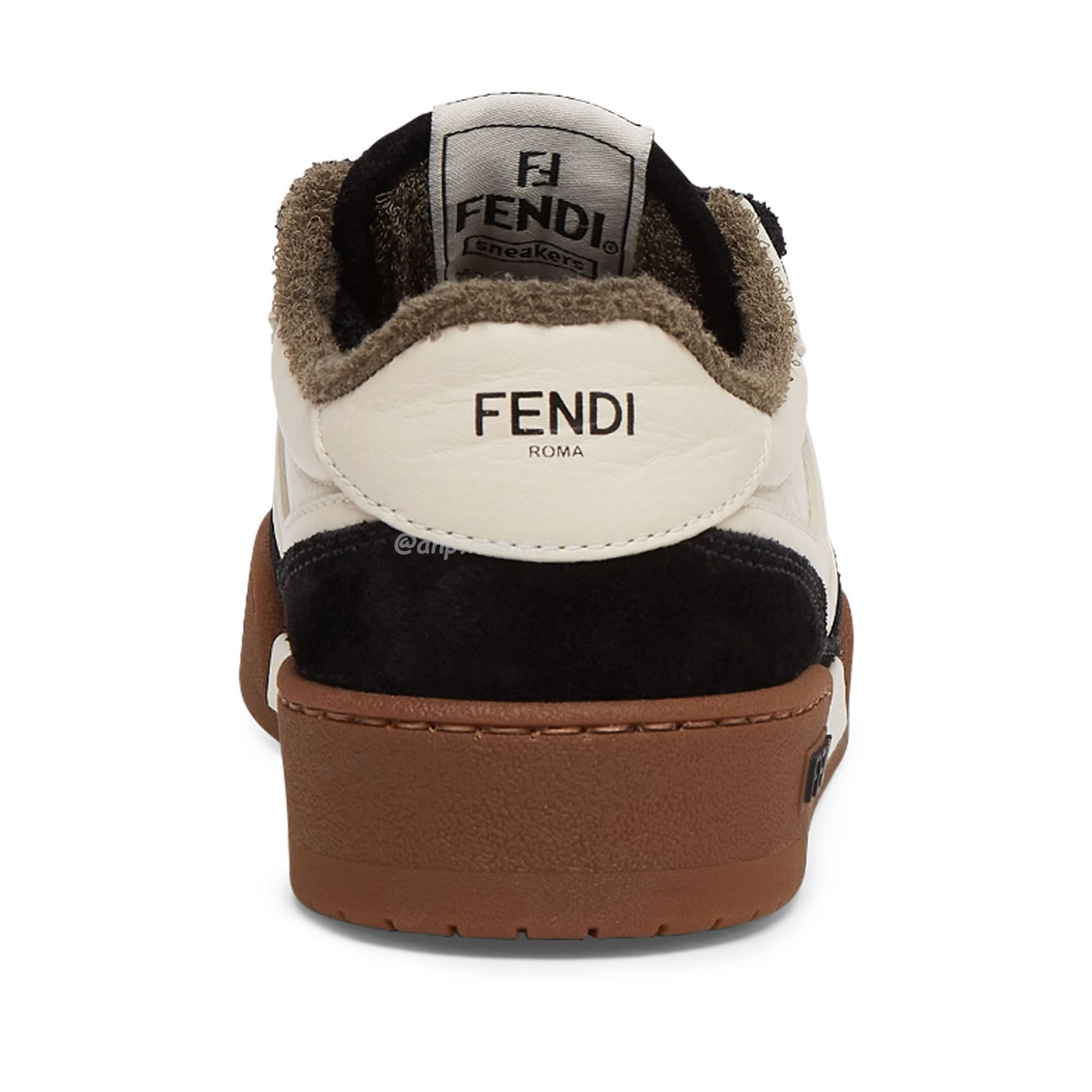 Fendi Match Cream Black White Suede And Leather Low Top Sneakers (17) - www.newkick.vip